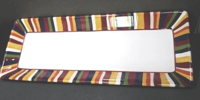 Pampered Chef Simple Additions Rectangular Serving Dish Platter Stripes 15" - Image 1 of 4