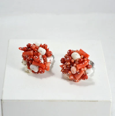 ANELLO CORALLO MISTO FORMA  COLORE IN   ARGENTO 925 RODIATO            AGNK 0104 - Immagine 1 di 3