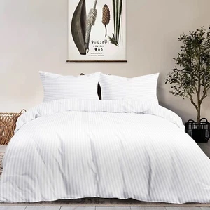 EGYPTIAN COTTON DUVET QUILT COVER SET SATIN STRIPE BEDDING SET DOUBLE SUPER KING - Picture 1 of 264