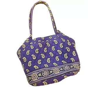 Vera Bradley Quilted Paisley Tote Bag Simply Violet Pattern 100% Cotton Purple - Picture 1 of 13
