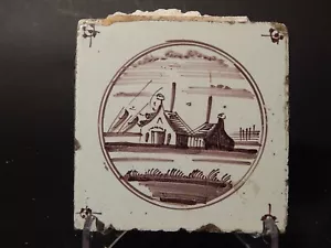 ANTICA PIASTRELLA MATTONELLA CERAMICA DELFT DEL 1700 DECORO AL MANGANESE (482) - Bild 1 von 4
