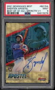 Sherten Apostel 2021 Bowman's Best Auto #d 1/1 Superfractor PSA 9 Rangers - Picture 1 of 2