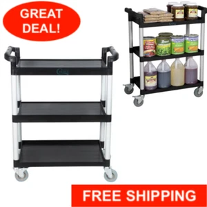 Three Shelf Utility Cart Bus Cart 32" x 16" x 38" FAST SHIPPING Brand NEW Black - Picture 1 of 11