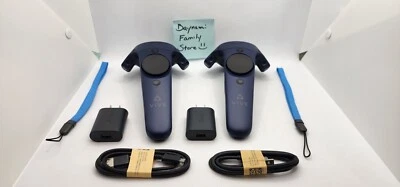 2x (Pair) of HTC Vive Pro 2.0 Blue Controllers Controller + USB Charger + Cable