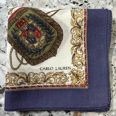 PAÑUELO HOMBRE ALGODÓN DE COLECCIÓN PAÑUELO DE BOLSILLO 18" ARTE CLÁSICO PÚRPURA Y DORADO VICTORIA Foto 1 de 3