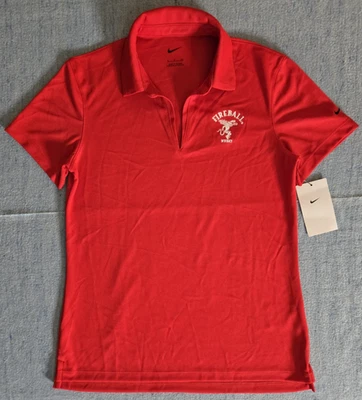 NEW w/Tags NIKE Red Fireball Whisky V-Neck Short Sleeve Polo Shirt Womens Size S - Image 1 of 4