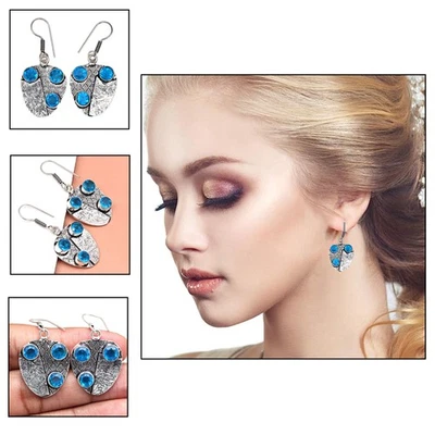 Pendientes de plata 925 azul topacio Londres piedras preciosas pendientes joyería Foto 1 de 4