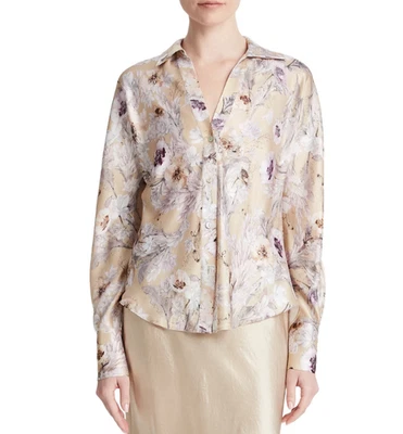 Vince шелк напечатано длинным рукавом рубашка Рекомендуемая розничная цена производителя $445 - Изображение 1 из 4