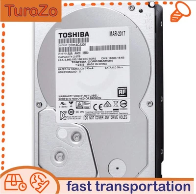 Toshiba 2TB DT01ACA200 7200RPM 64MB SATA 6Gb/s 3.5" Internal Desktop HDD PC CCTV - Image 1 of 4