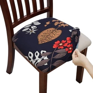 Stretch Chair Seat Covers Set of 6, Removable Washable Anti-Dust Dining Room ... - Picture 1 of 6