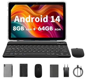 PRITOM 10 inch tablet, 8 GB(4+4 GB Expand), 64 GB ROM, Android 14, 1TB Expand - Picture 1 of 8