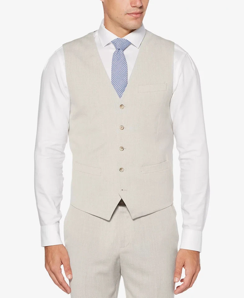 Perry Ellis Men's Slim-Fit Vest Light Beige X LARGE - Image 1 of 3