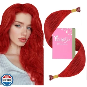 YoungSee Nano Hair Extensions Human Hair Red Long Hair Nano Ring Hair Extensi - Picture 1 of 5