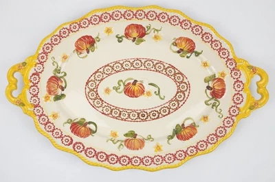 Temptations by Tara Old World Pumpkin Patch Large Serving Platter 18.5 In. - Image 1 of 4