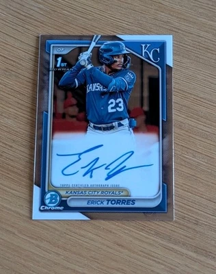 2024 Bowman Chrome Erick Torres  1st Bowman Auto Kansas City Royals #CPA-ET  - Image 1 of 2