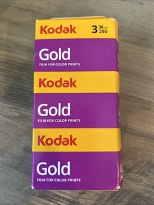Kodak Gold 200 Kleinbildfilm 36 Belichtungen 3er Pack Farbe 108 Gesamtbelichtungen Neu - Bild 1 von 3