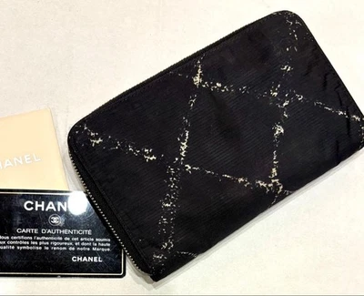 Cartera Larga Chanel, Cremallera Redonda, Marca Coco, Nylon, Negra, Para Mujer, i22703 Foto 1 de 4