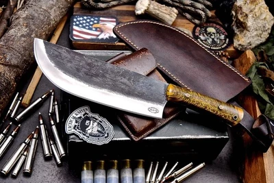 CFK Hecho a Mano AUS 10 Personalizado CONO DE PINO Grande CUCHILLA DE CARNICERO Picadora Cuchillo de Caza Foto 1 de 4