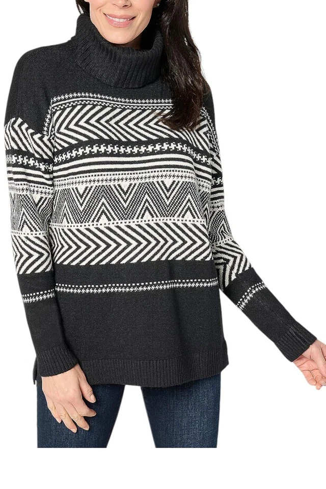 Suéter túnica jacquard negro de la firma Denim & Co. para mujer Foto 1 de 1