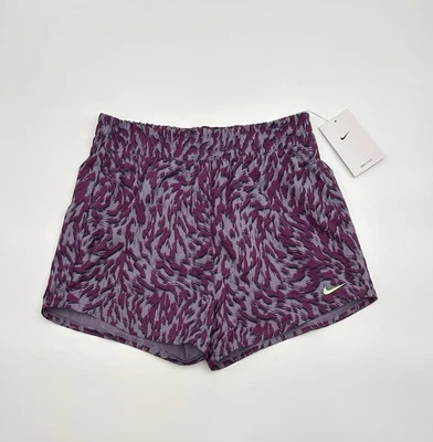 Nike Girls’ One Woven High Rise Printed Shorts Size Large Purple |FQ4527-509| - Image 1 of 2