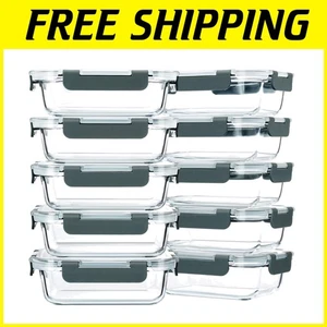 Contenedores de almacenamiento de alimentos de vidrio seguros para congelador - Paquete de 10 - Imagen 1 de 9