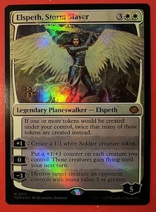 MTG: MAGIC, ELSPETH, STORM SLAYER, PRE RELEASE GOLD FOIL 2025,FOIL MYTHIC 0011 M - Picture 1 of 4