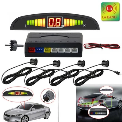 Auto Car Backup Reverse Rear Radar System Alert Alarm Kit 4 Parking Sensors - Image 1 of 4