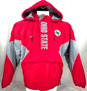 NEW Ohio State Buckeyes The Yard Red 1/2 Zip Hooded Heavy Jacket Coat Men's L - Picture 1 of 9