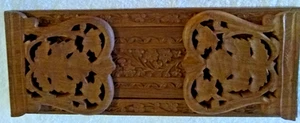 Vintage Ornate Hand Carved Teak Wood Expandable 26" Book Shelf Bookends India - Picture 1 of 15