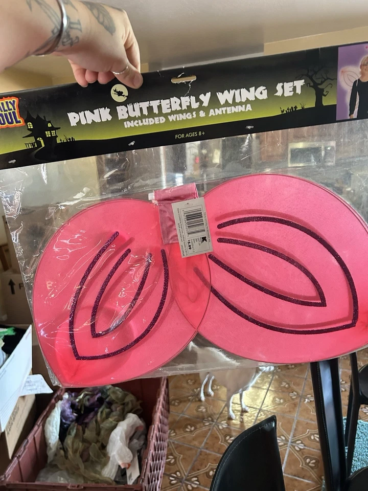 Pink Glitter Fairy Butterfly Wings for Girls Costume Brand New - Image 1 of 4