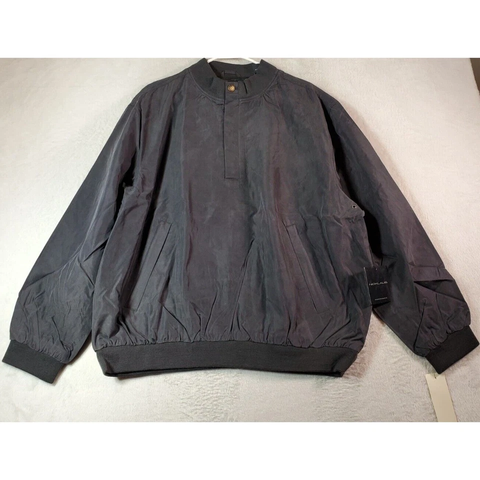 Nicklaus 高尔夫夹克男式 XL 黑色 100% 真丝防水 1/4 拉链全新带标签 175 美元 — 第 1/4 张图片