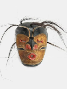 Vintage Wild Woman Mask Native Art Kwakiutl Northwest Coast Wayne SIGNED Art - Picture 1 of 10
