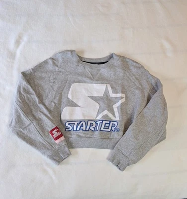 Sudadera corta Zara X Starter gris para mujer talla mediana Foto 1 de 4