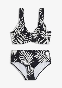 2-tlg Set Bikini Gr. 48 Cup 95 D Schwarz Weiß Damen-Bademode Badeanzug Neu - Bild 1 von 1