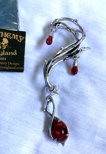 Alchemy Gothic Red Thorn Passion E287 Full Earring Swarovski Crystal Elements - Bild 1 von 8