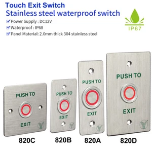 Waterproof IP65 Door Exit Push Button Release Switch LED light For AccessControl - Picture 1 of 18