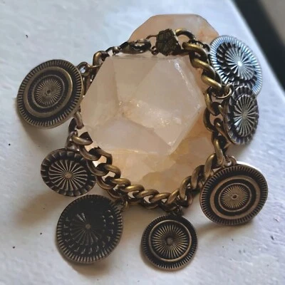 Trina Turk Brass Coin Charm Bracelet 7" Vintage  - Image 1 of 4