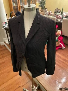 TAHARI BROWN PINSTRIPE SINGLE-BUTTON LONG SLEEVE 10-BUTTON CUFF LINED BLAZER - Picture 1 of 9