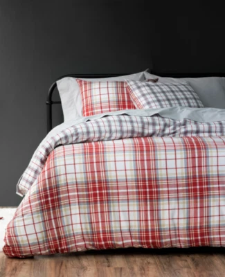 Juego de edredón de franela suave 100 % algodón Martha Stewart 3 piezas 1 funda 2 fundas reina/rey Foto 1 de 4