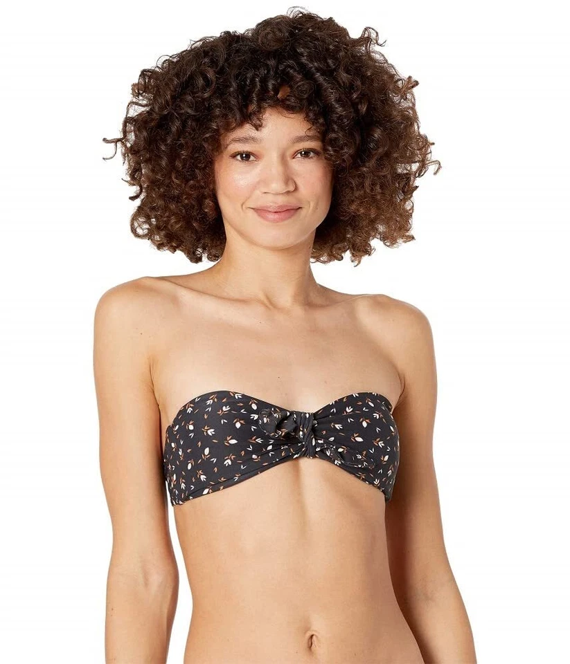 Billabong 281701 Women's Tropic Moon Tie Front Bikini Top Black Pebble L