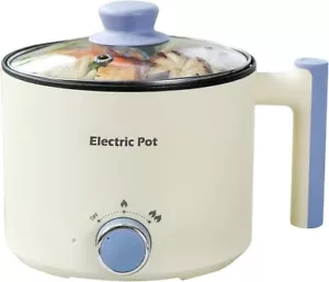 Electric Hot Pot:1.5 L Ramen Cooker, Dual Power Mini Portable Beige Bx 6 - Picture 1 of 6