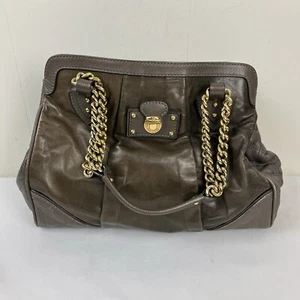 Marc Jacobs Quilted Ruched Leather Hand Bag Satchel Purse Chain Handles - Picture 1 of 16