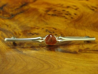 925 Sterling Spilla Con Ambra Ricoperto / Vero Argento/55,5mm/3,2g - Immagine 1 di 3