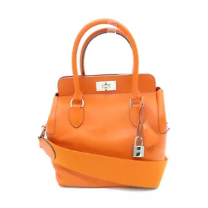 *10%OFF* Hermes PHW Toolbox 20 Satchel Shoulder Handbag Evercolor Leather Orange - Picture 1 of 16