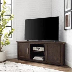 Camden 58" Corner Tv Stand Dark Walnut - Picture 1 of 12