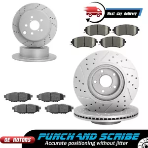 Front Rear Drilled Slotted Rotors + Brake Pads for Subaru XV Crosstrek Forester - Picture 1 of 9
