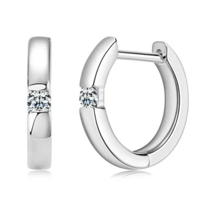 Moissanite Hoop Earrings for Women Sterling Silver 925 Solitaire Round Cut 2.5mm - Picture 1 of 22