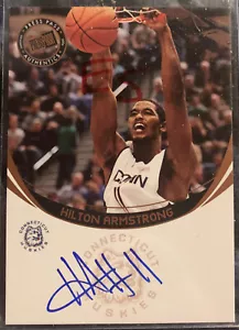 Hilton Armstrong UConn Connecticut Basketball Autograph Press Pass card Rookie - Picture 1 of 2