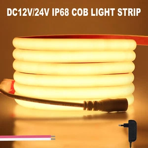 12V 24V COB LED Streifen Strip Band Lichtschlauch IP68 Wasserdicht Selbstklebend - Bild 1 von 25