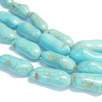 Howlith Perlen Nuggets Peanut 26 mm Farbe türkis 15 Stück nenad-design E043 - Bild 1 von 4